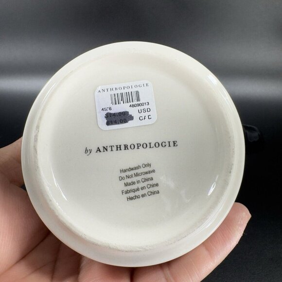 Anthropologie Bistro Tile Monogram Mosaic Letter C Porcelain Coffee Mug Cup - Picture 7 of 10